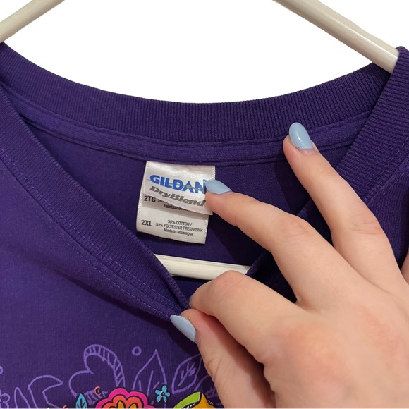 Gildan Blue Crew Neck Short Sleeve Love Fun Happiness Friends T Shirt Size 2XL - Picture 2 of 3